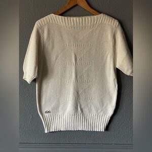 Vintage Izod Lacoste Textured Cotton Boat Neck Sweater | Small